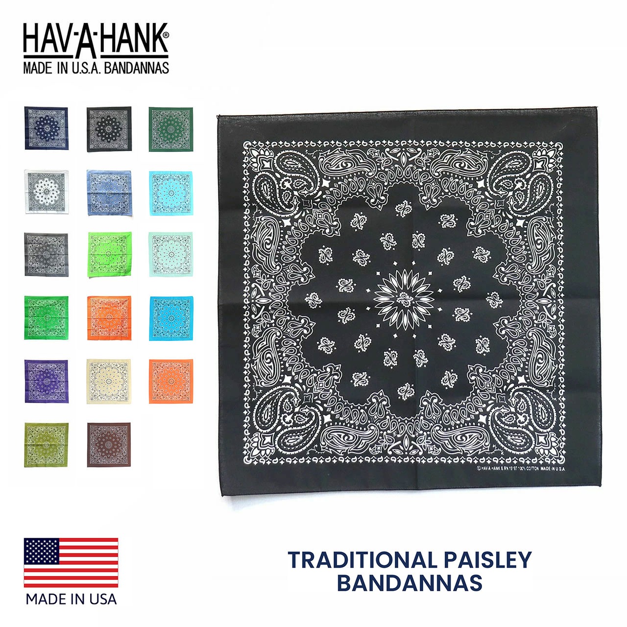 HAV-A-HANK（ハバハンク） TRADITIONAL PAISLEY BANDANNAS バンダナ
