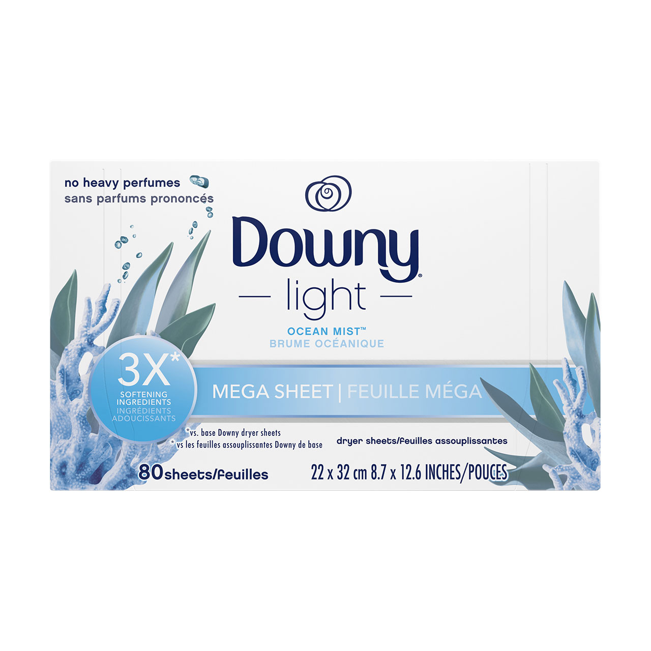 Downy (ダウニー) Light Mega Dryer Sheets 80枚 ダウニーシート 柔軟剤シート 香り控えめ メガ アメリカ  乾燥機シート いい香り 静電気防止 P&G