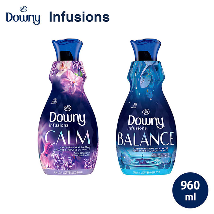 Downy (ダウニー) Infusions Liquid Fabric Softener 960ml ダウニー 柔軟剤 濃縮 インフュージョン アメリカ ラベンダー バニラ 香り しわ防止 本体 ドラム