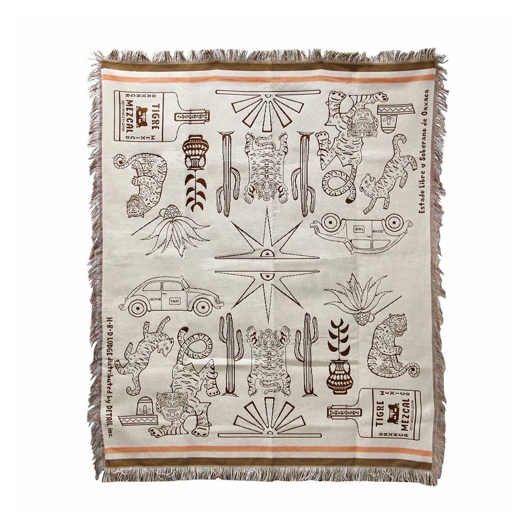 HERE by DETAIL ヒア バイ ディテール OAX Throwket Cat and more 通年 ブランケット スローケット ブランド ソファ ひざ掛け 車 洗濯 ネコ柄 メキシカン ラグ | DETAIL | 02