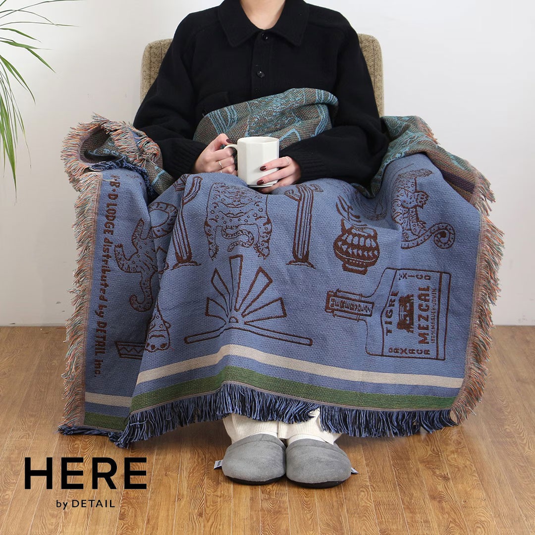 HERE by DETAIL ヒア バイ ディテール OAX Throwket Tiger and more 通年 ブランケット スローケット ブランド ソファ ひざ掛け 車 洗える 洗濯 メキシカン ラグ | DETAIL