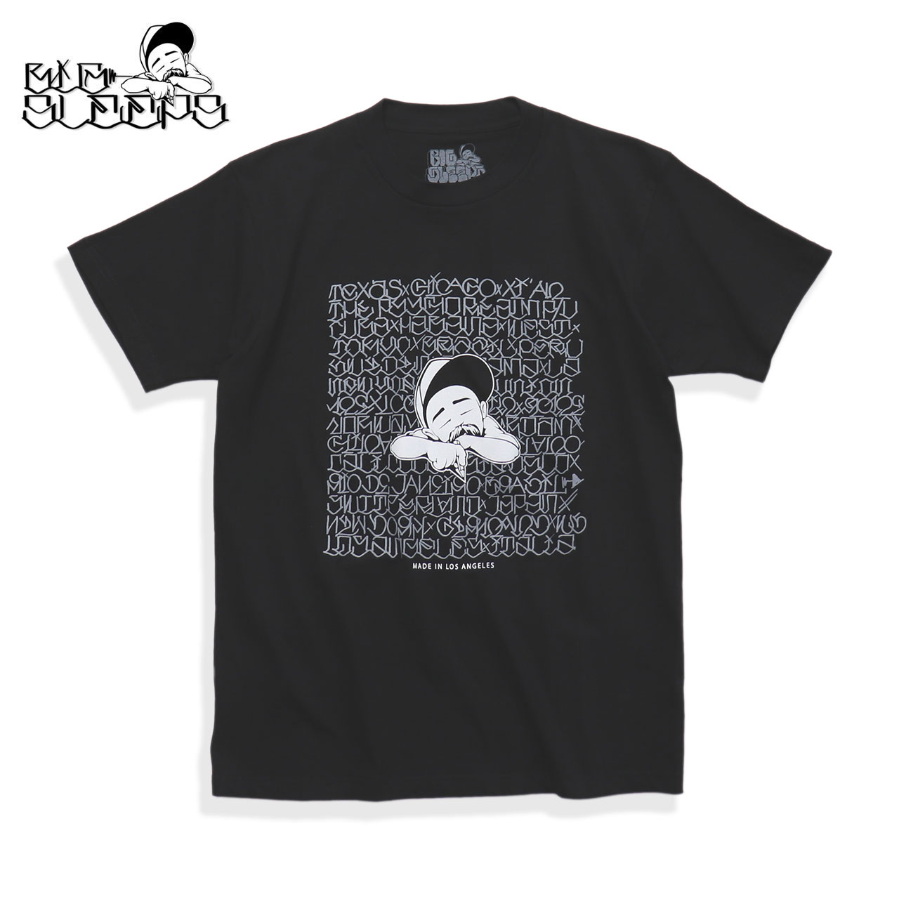 Big Sleeps (ビッグスリープス) Travel T-Shirt タトゥー Tシャツ メンズ 半袖 グラフィティLA ロサンゼルス 綿100% 黒 大きいサイズ｜oss｜02
