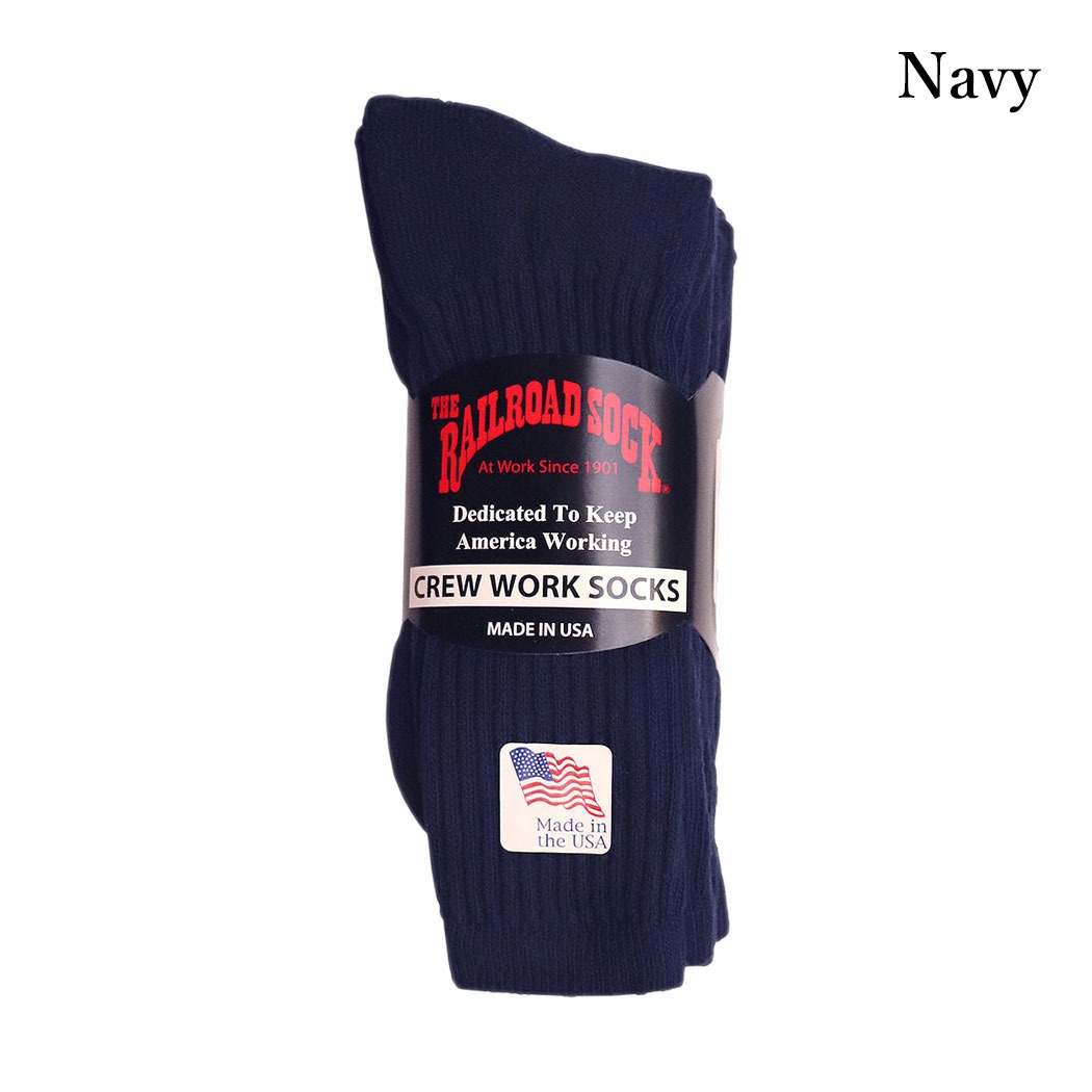 THE RAILROAD SOCK (レイルロードソック) 3 Pk Men's Crew Sock ソックス 靴下 メンズ 厚手 丈夫 ゆったり ブランド ストリート 3足 3P セット 無地 ゆるい | Railroad Sock | 10