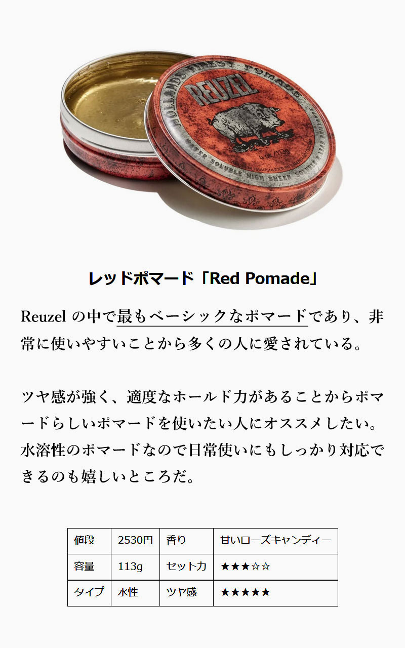 REUZEL (ルーゾー) BLUE POMADE 113g ポマード 水性 ハード
