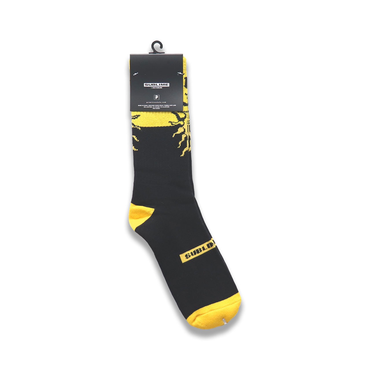 PRIMITIVE × SUBLIME ARISE SOCK primitive skate プリミティブ 靴下 ソックス メンズ 黒 イエロー 柄 派手 スケボー ブランド 綿 スケートボード サブライム | PRIMITIVE | 05