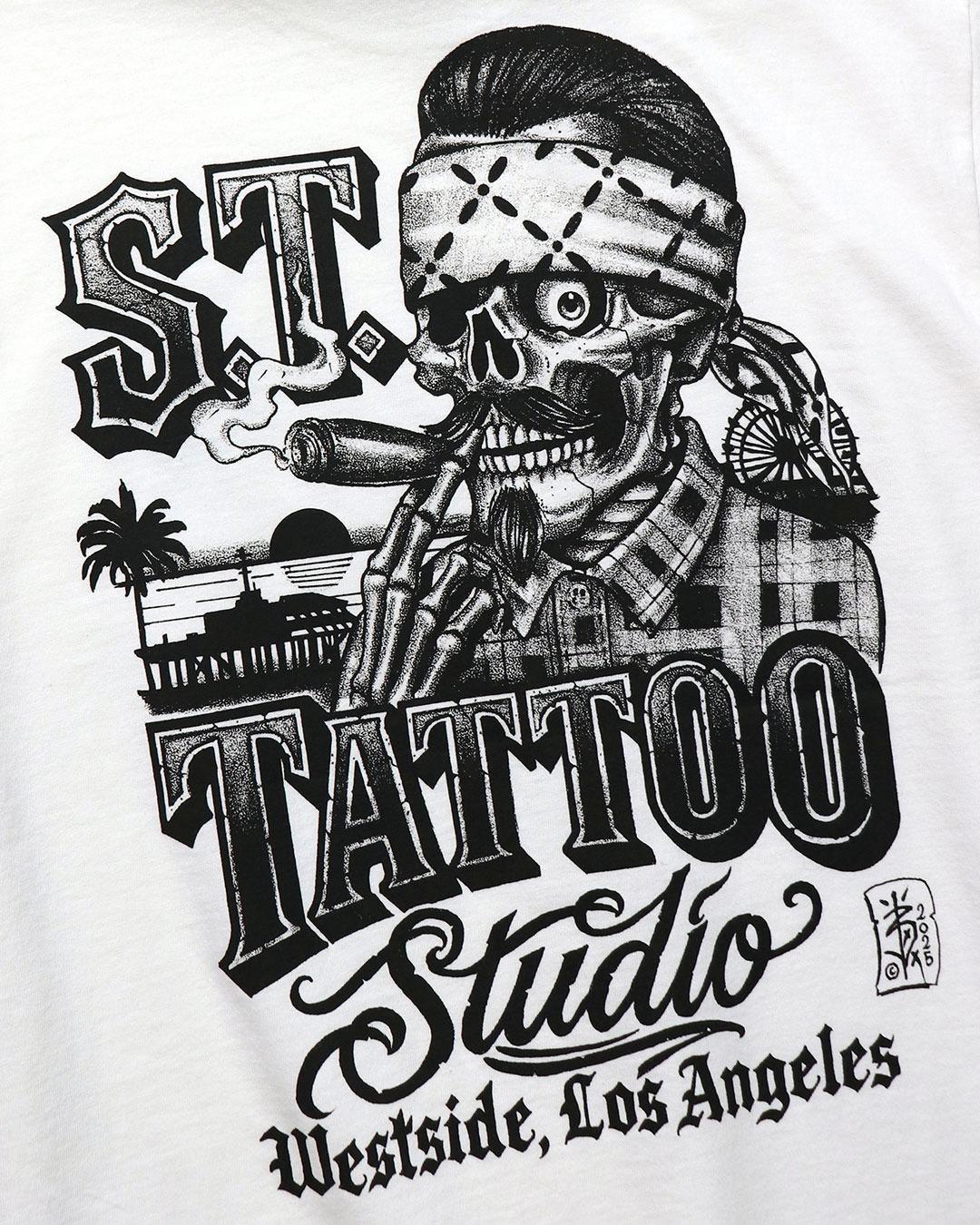 S.T. TATTOO STUDIO Gangster Skul T-shirt / Suicidal tendencies t 