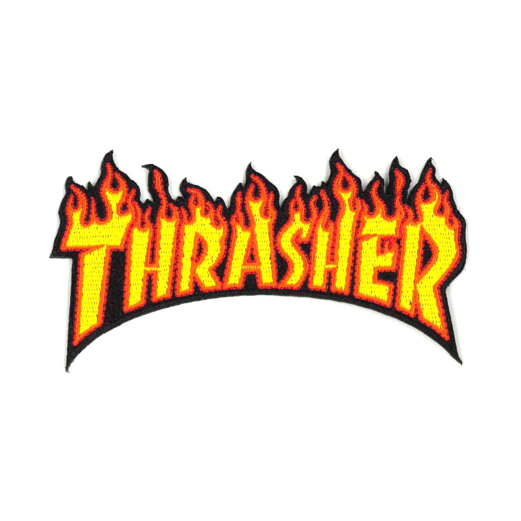 THRASHER スラッシャー Patch アイロン パッチ ワッペン ブランド ロゴ スケボー ストリート 刺繍 海外 黒 グレー 長方形 横長 帽子 に つける 洋服 10cm | THRASHER | 06