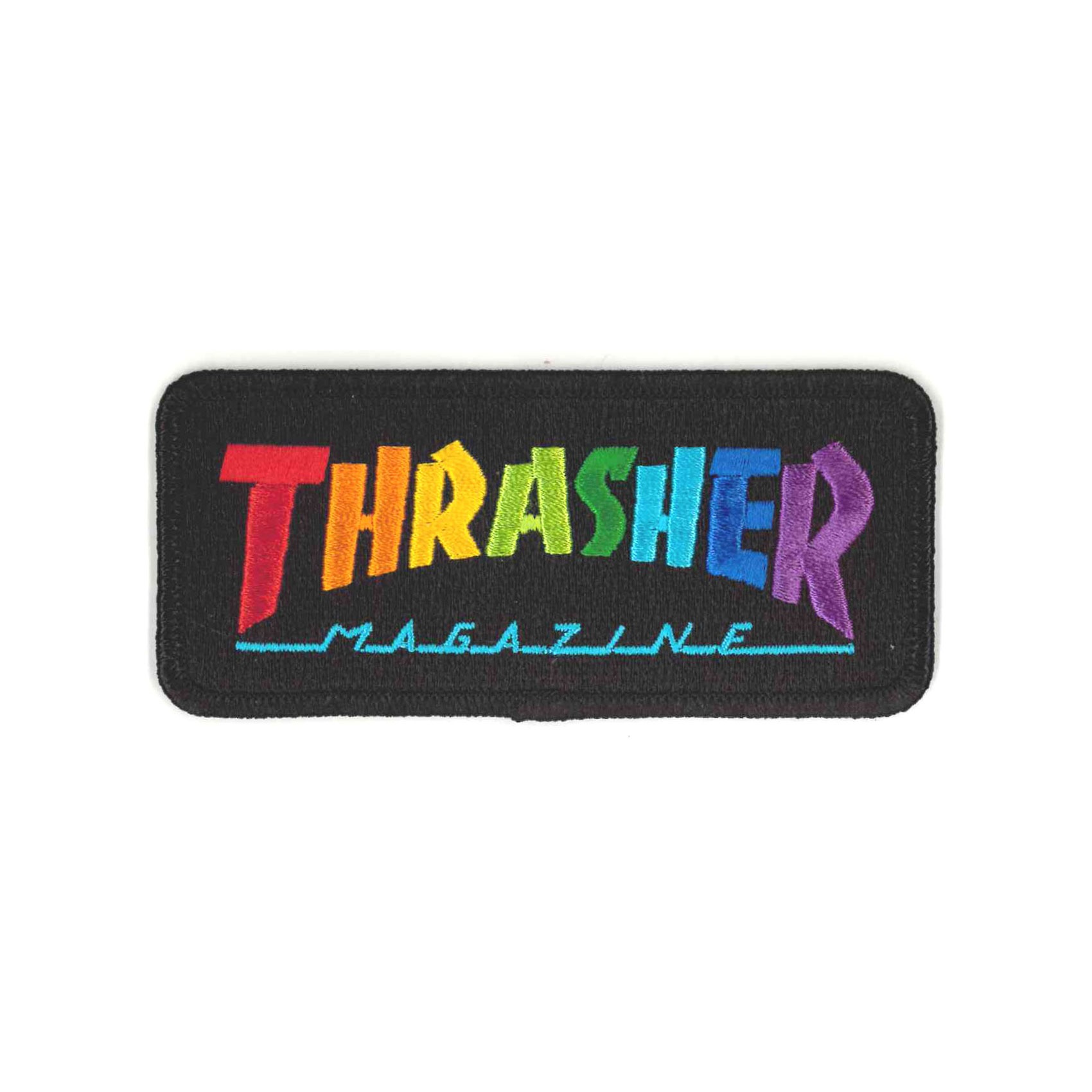 THRASHER スラッシャー Patch アイロン パッチ ワッペン ブランド ロゴ スケボー ストリート 刺繍 海外 黒 グレー 長方形 横長 帽子 に つける 洋服 10cm | THRASHER | 04