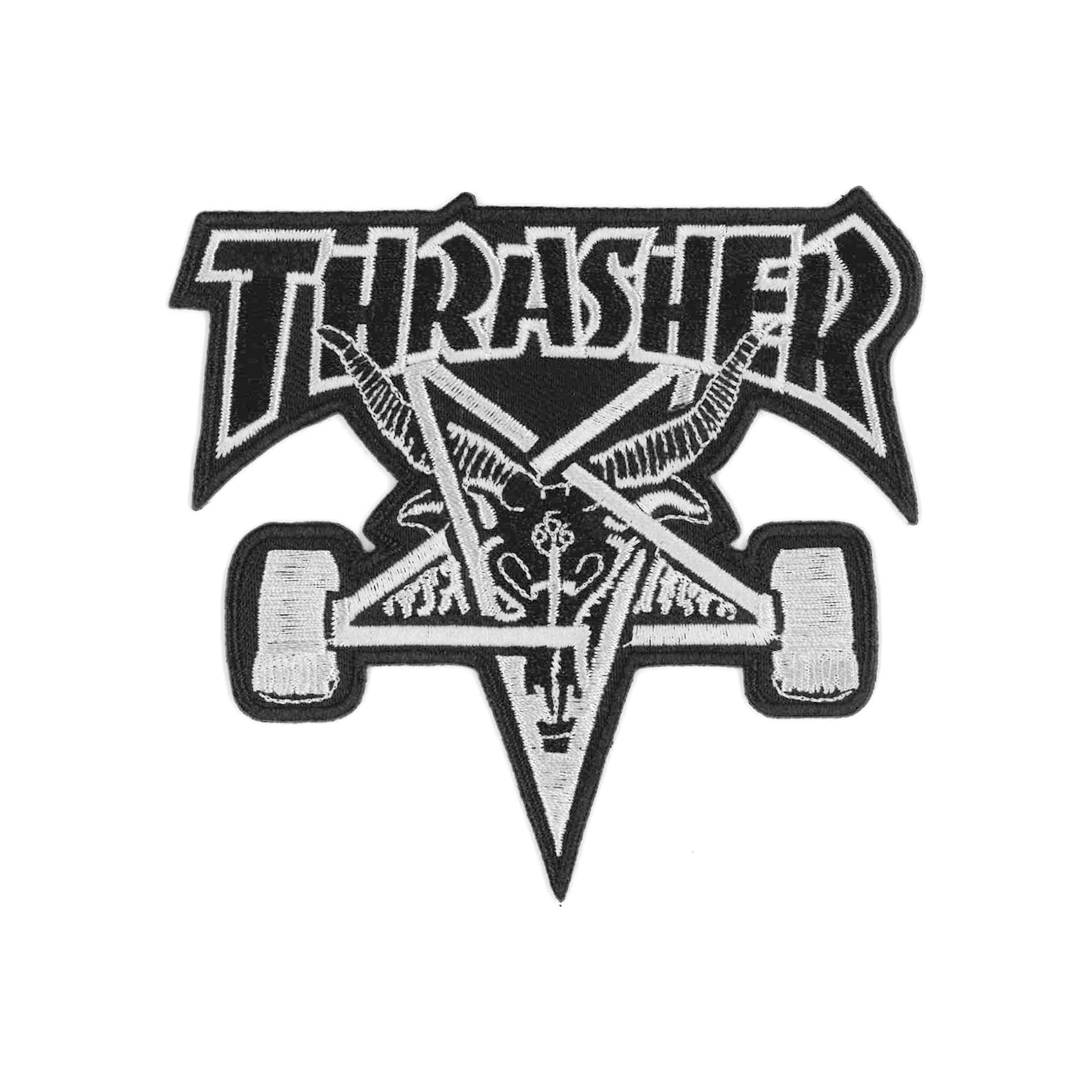 THRASHER スラッシャー Patch アイロン パッチ ワッペン ブランド ロゴ スケボー ストリート 刺繍 海外 黒 グレー 長方形 横長 帽子 に つける 洋服 10cm | THRASHER | 08
