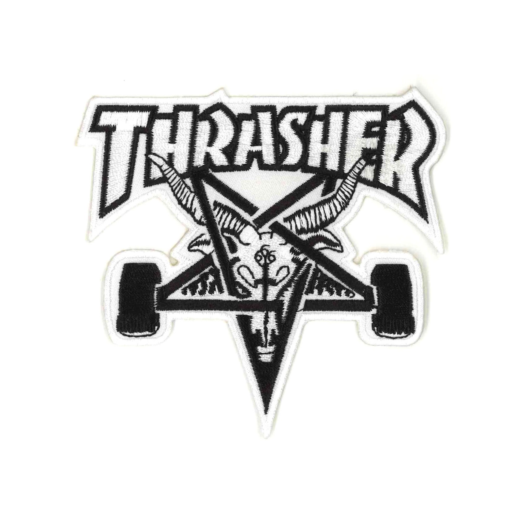 THRASHER スラッシャー Patch アイロン パッチ ワッペン ブランド ロゴ スケボー ストリート 刺繍 海外 黒 グレー 長方形 横長 帽子 に つける 洋服 10cm | THRASHER | 07