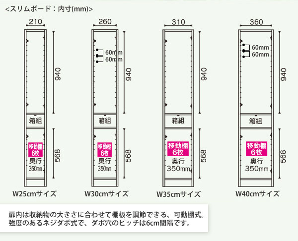 国産キッチン収納シリーズ　スリムボード