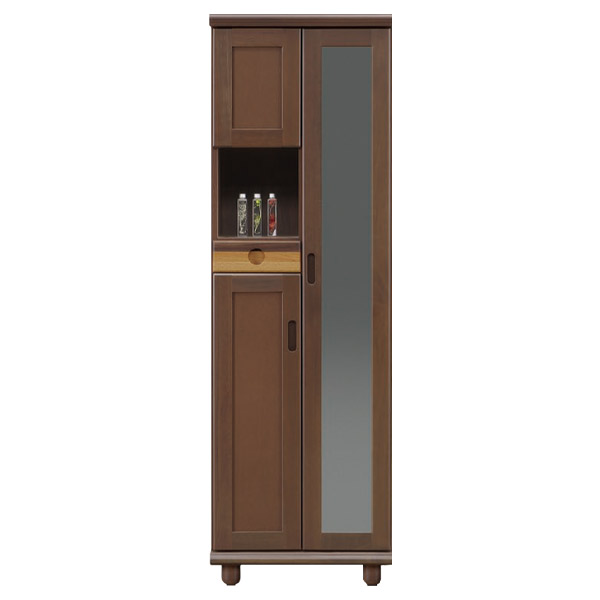 下駄箱 シューズボックス 木製 ハイタイプ 幅58 ミラー 鏡付き 天然木