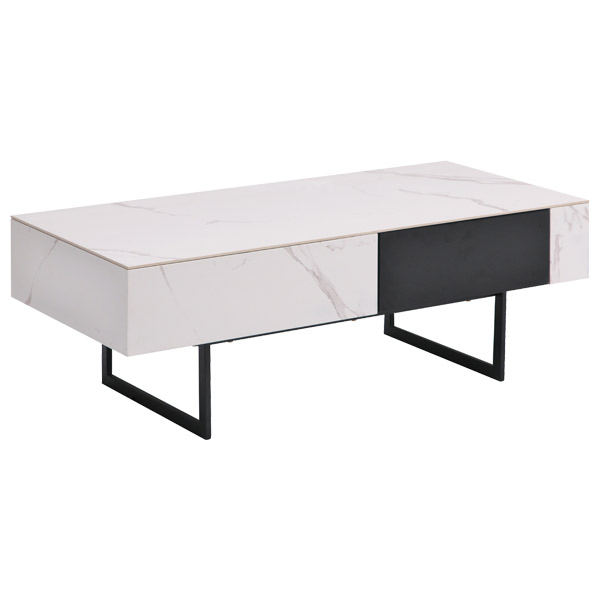 センターテーブル セラミックテーブル 収納付きテーブル 幅110cm ホワイト グレー