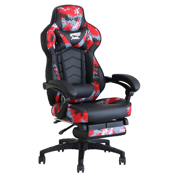 数量限定 赤 ゲーミングチェア オフィスチェア デスクチェア フットレスト付き Amazon.co.jp: DEEPfurnitureマッサージゲームチェア フットレスト付き