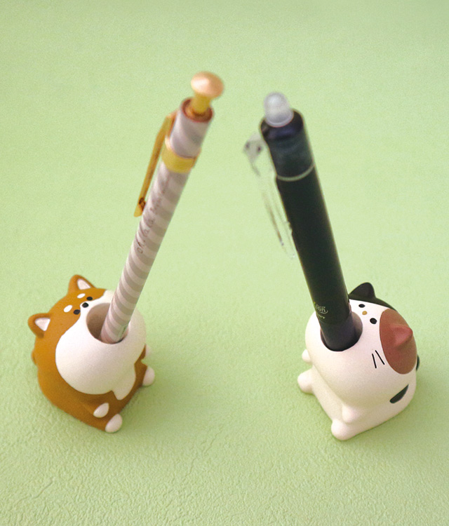 ペンスタンド ポリレジン しばいぬ みけねこ ペン立て