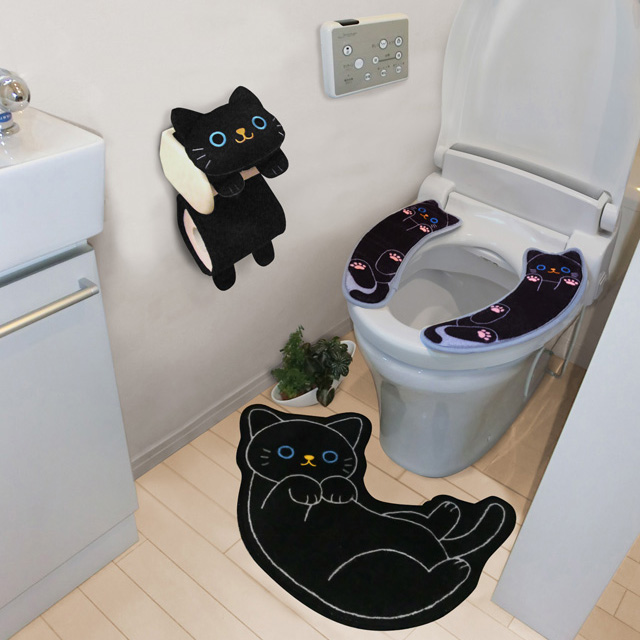 ペーパーホルダー トイレットペーパーホルダー ペーパーカバー トイレ 用品 黒 ねこのしっぽの物語 猫グッズ 猫雑貨 猫 グッズ 猫柄 誕生日