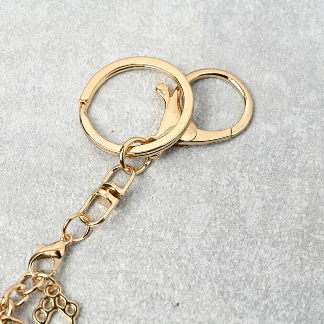 キーホルダー リング 2WAY 猫 バッグチャーム 合金 樹脂 軽量 チェーン