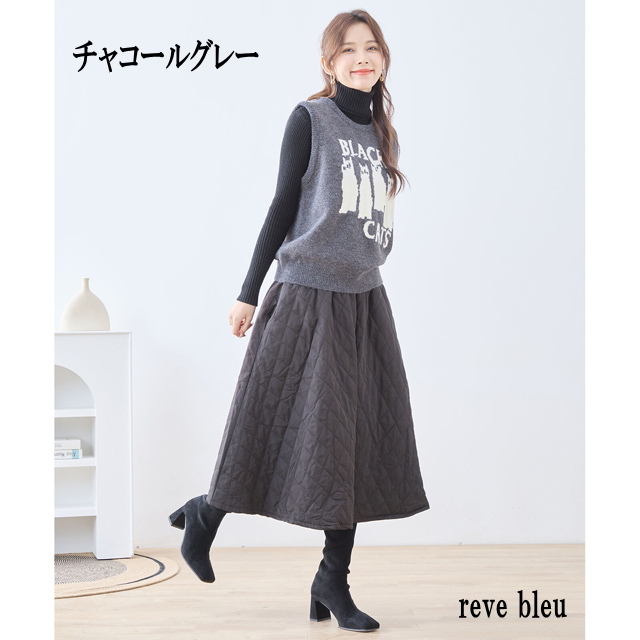 【バーゲン★在庫限り】ベスト レディース 猫 ニット 猫柄 ジレ ネコ柄 reve bleu トップス あったか 丸首 ラウンドネック ねこ ネコ  かわいい ギフト