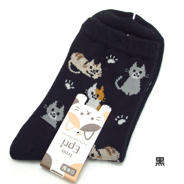 在庫限り】靴下 猫柄 ソックス 日本製 ゆったり口ゴム レディース