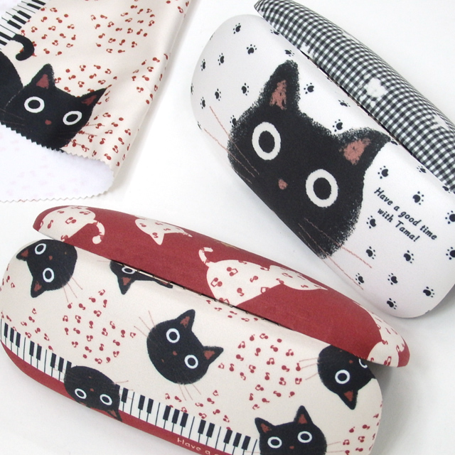 メガネケース 猫 クロス付き ハードケース めがねケース 眼鏡ケース