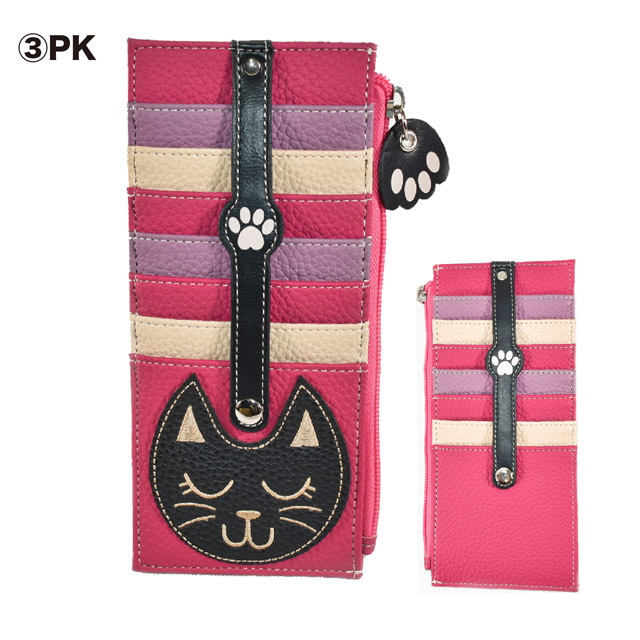 カードケース 猫モチーフ スリム 薄型 ねこ 猫柄 メンズ レディース 財布 大容量 両面 かわいい...