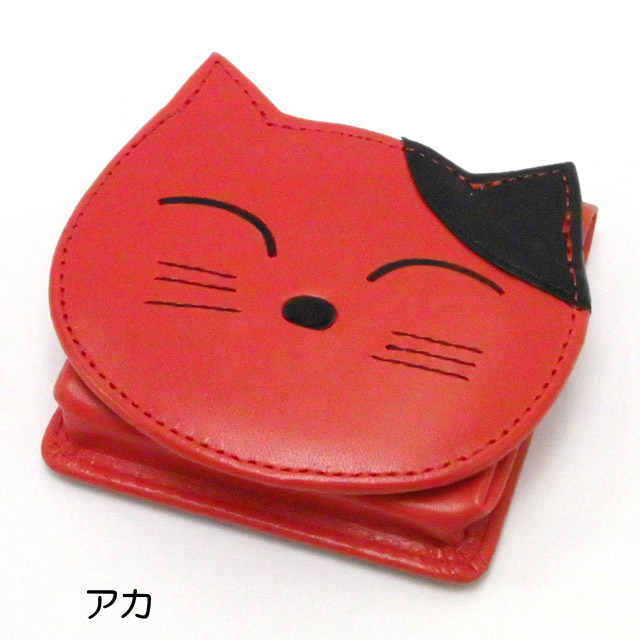 ❤【新作♪】【可愛さ×高級感♪】お洒落可愛い猫モチーフのコンパクトミニ財布♪赤 ❤お洒落可愛い猫モチーフのコンパクトミニ財布♪赤