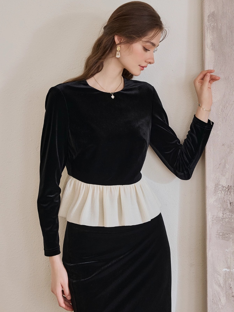 入学式 ブラウス トップス ベロア ママ 卒園式 大きいサイズ