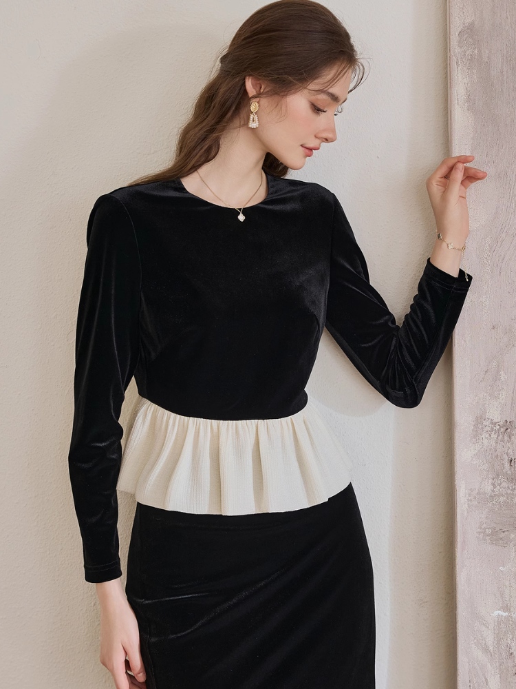 入学式 ブラウス トップス ベロア ママ 卒園式 大きいサイズ