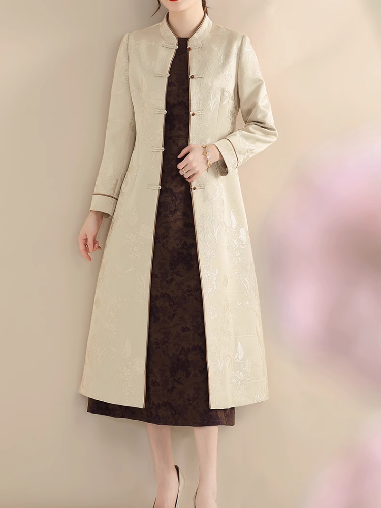 コートレディース中国風復古系大きいサイズコート秋冬服着痩せアウターフォーマルコートきれいめ~50代 結婚式￥/お出かけ ミセス フォーマル 結婚式 コート ジャケット 50代 フォーマル