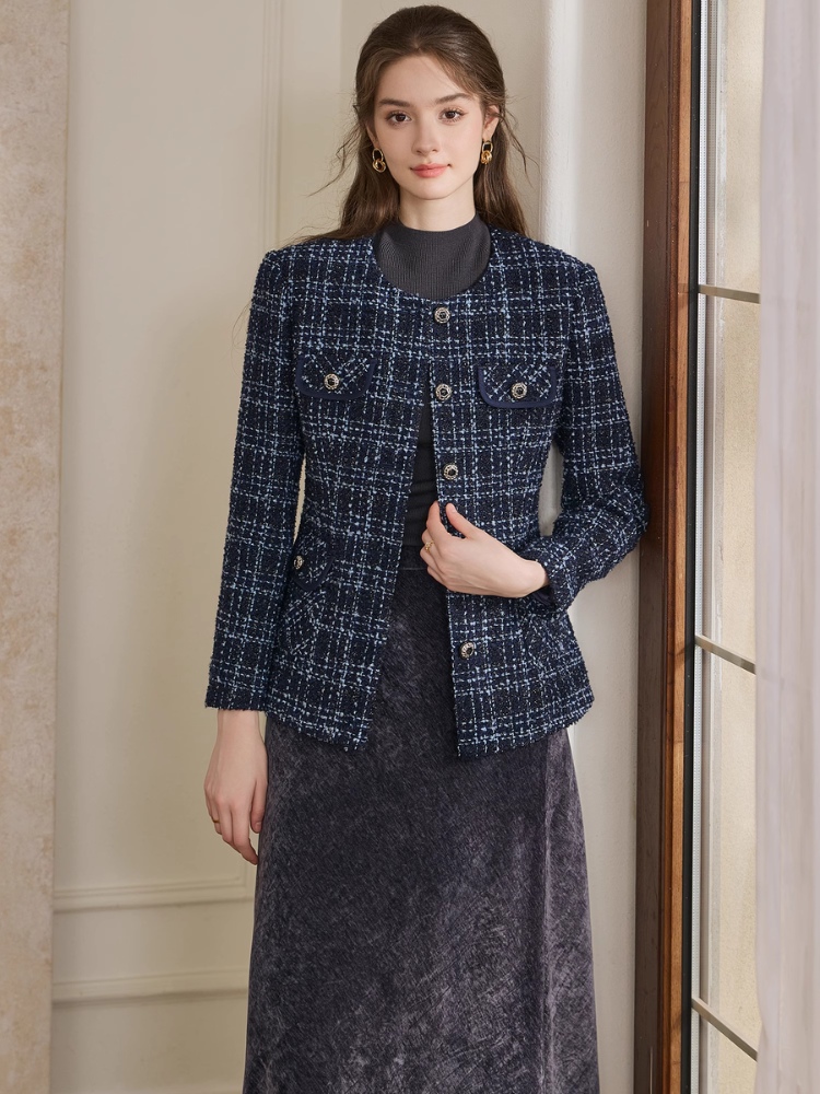 専用　ジャケットのみSサイズ 小さいサイズ】ダブルクロスノーカラージャケット/洗える(ノーカラー