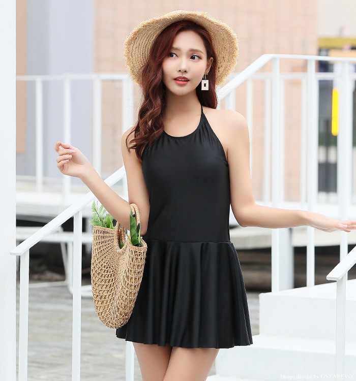 水着 レディース ワンピース 体型カバー ノンワイヤー バックシャン 背中開き ホルターネック チェック柄 無地 ブラック 代 30代 高校生 かわいい Sw1703 オシャrevo 通販 Yahoo ショッピング