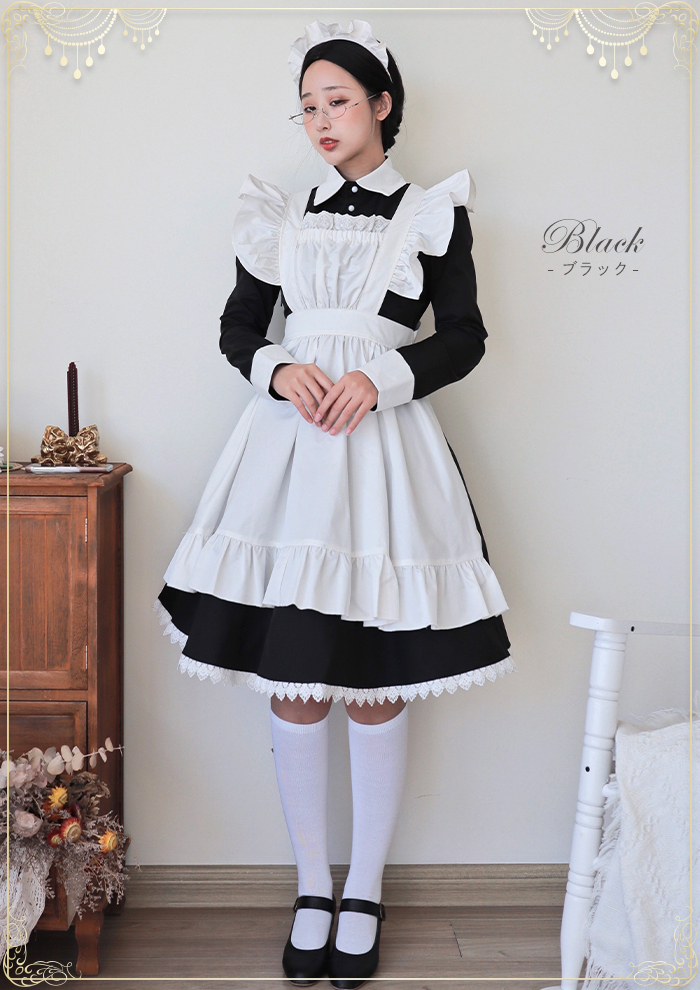 メイド服 コスプレ ピンク ブルー ブラック ロング 長袖 クラシカル 膝丈 ワンピース ハロウィン メイド 衣装 コスチューム 仮装 可愛い コスプレ衣装 Ltl003 オシャrevo 通販 Yahoo ショッピング
