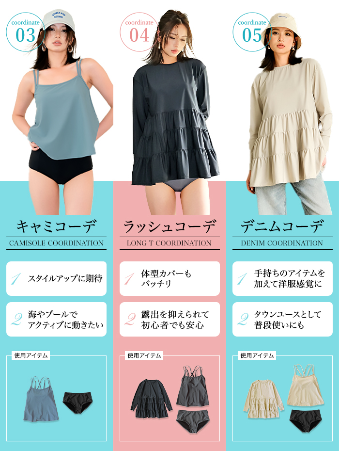 水着 レディース セット水着 ラッシュトップス