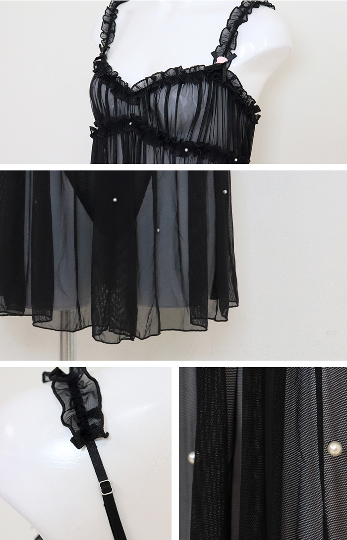 パール付きベビードール tバック セット