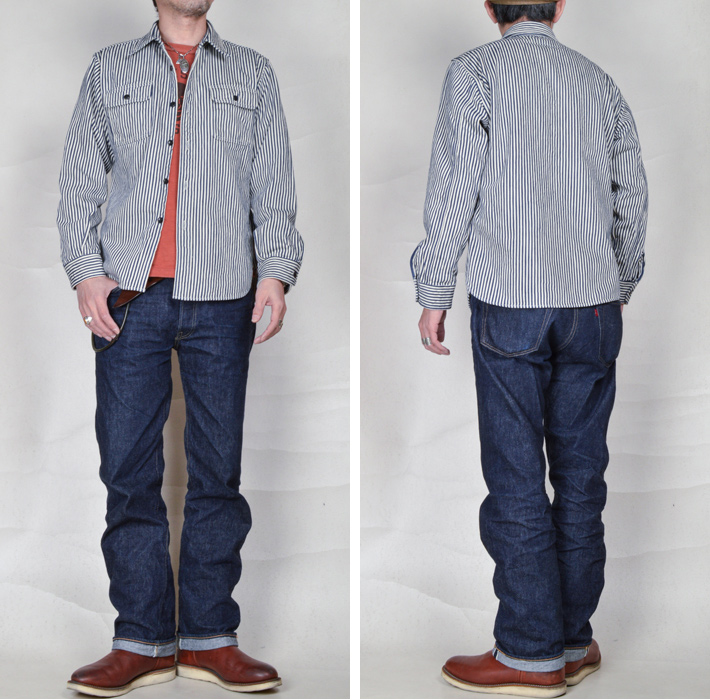 DELUXEWARE（デラックスウエア） ヒッコリーヘビーネルシャツ HV-01