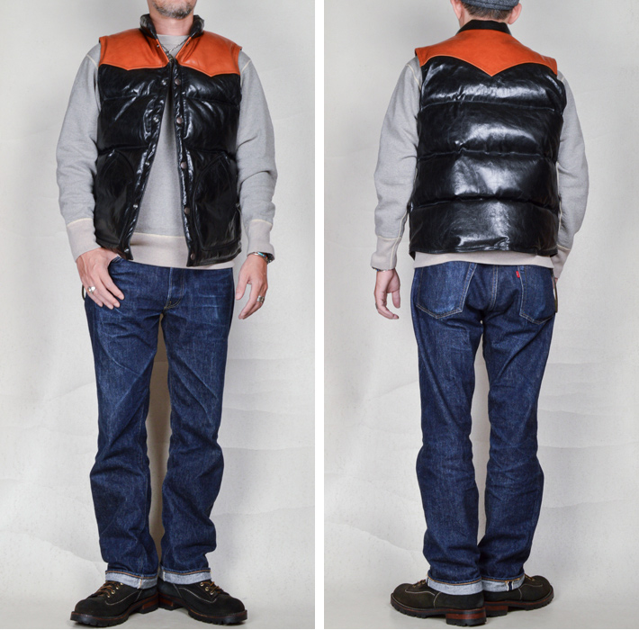 デラックスウエア（DELUXEWARE)レザーダウンベスト HORSE LEATHER DOWN VEST D-24