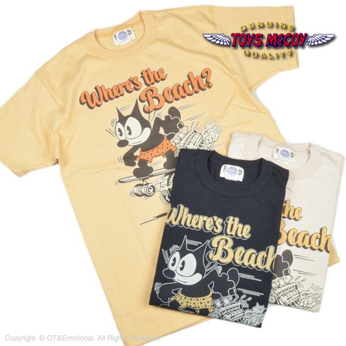 トイズマッコイ（TOYS McCOY）Tシャツ FELIX THE CAT "Where's the Beach"TMC2344｜ot-emens