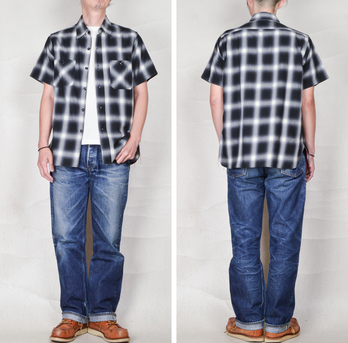 SUGAR CANE シュガーケーン（SUGAR CANE）オンブレーチェック半袖