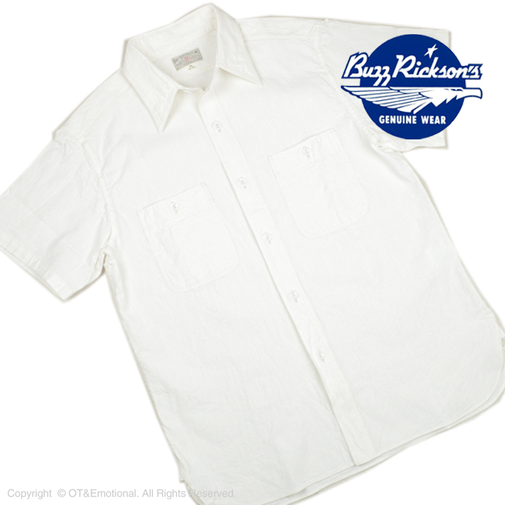 バズリクソンズ（Buzz Rickson's）半袖ワークシャツ WHITE CHAMBRAY S/S SHIRTS BR35857｜ot-emens