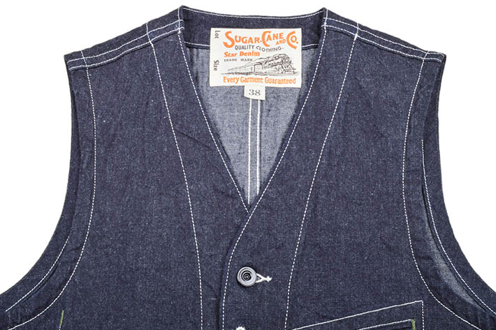 SUGAR CANE シュガーケーン（SUGAR CANE）ワークベスト 11oz BLUE