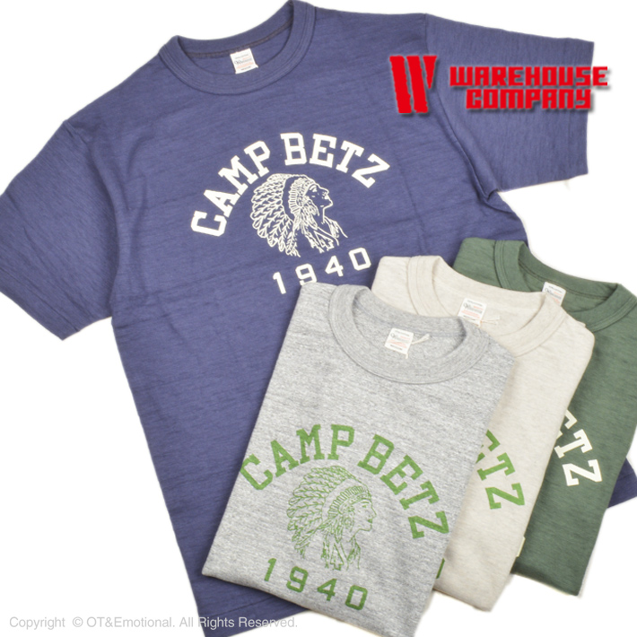 ウエアハウス（WAREHOUSE）Tシャツ 4601 CAMP BETZ