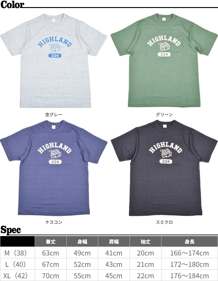WAREHOUSE ウエアハウス（WAREHOUSE）Tシャツ 4601 HIGHLAND