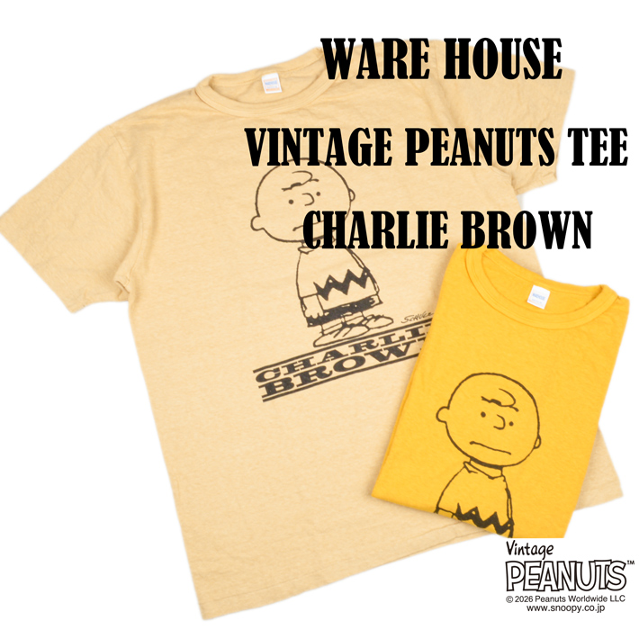 【L】WAREHOUSE PEANUTS CHARLIE BROWN イエロー WAREHOUSE（ウエアハウス） Tシャツ VINTAGE PEANUTS CHARLIE BROWN