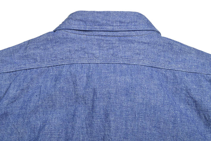 WAREHOUSE（ウエアハウス） 長袖シャンブレーシャツ エルボーパッチ