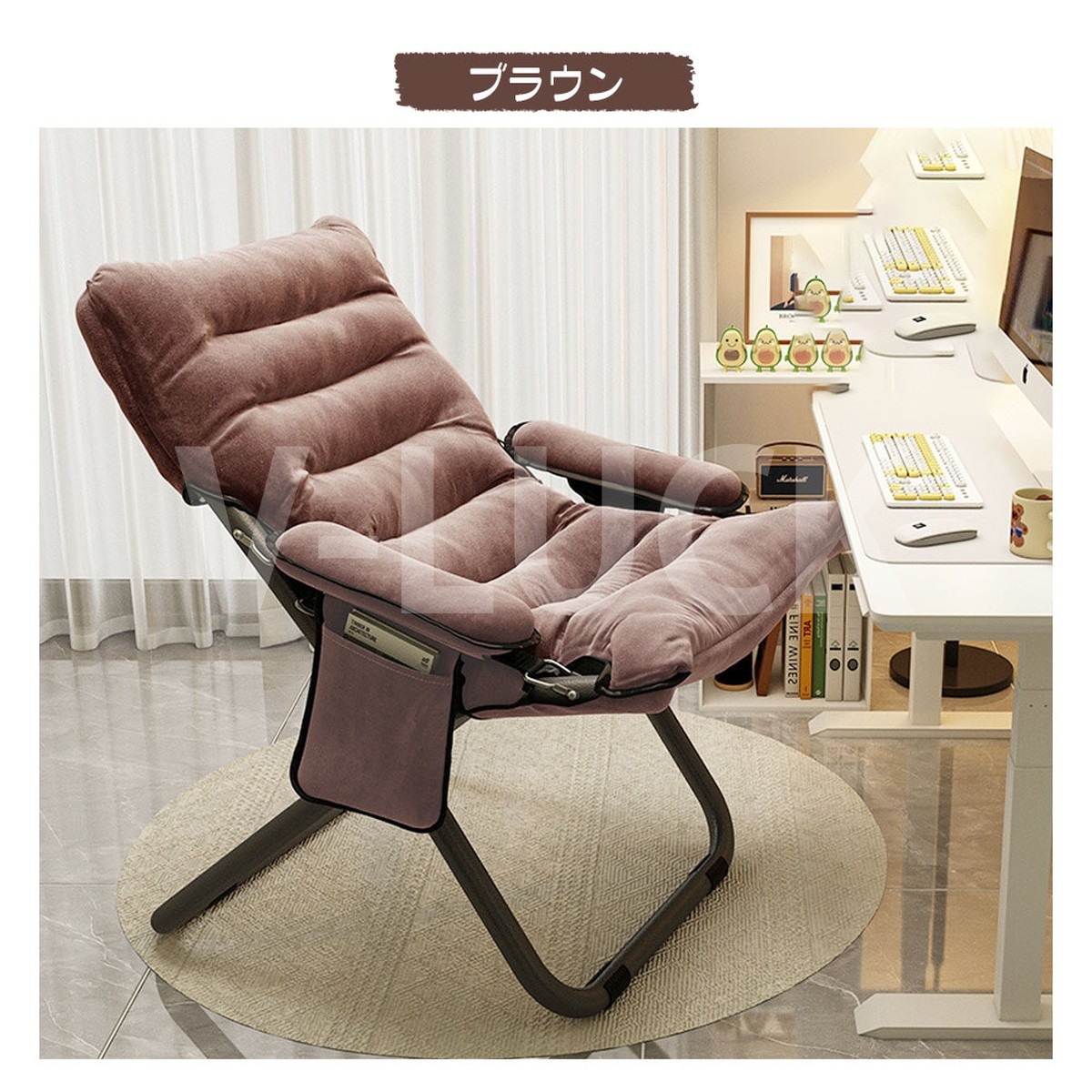 リクライニングチェア 折りたたみチェア 椅子 肘掛け付き 3段階調節 軽量 一人用ソファー サイドポケット付き リラックスチェア 室内 人間工学 昼休み |  | 03