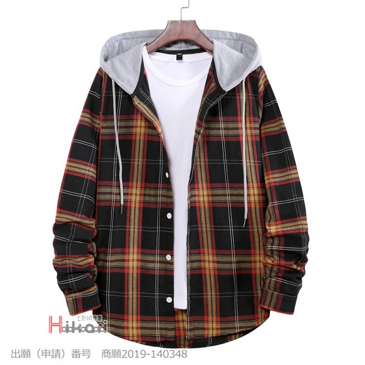 チェックシャツ 長袖 フーディー パーカー カジュアル b5448 fzw-lady381-13.jpg