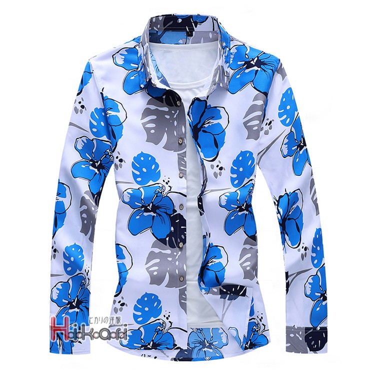 安いそれに目立つ カジュアルシャツ 花柄 長袖 50代 40代 アロハシャツ メンズ Clothing