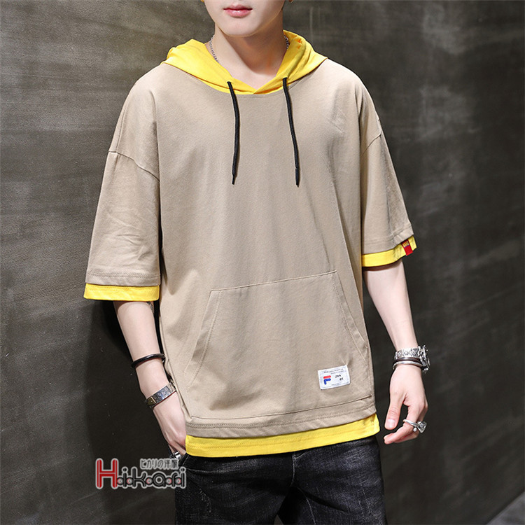 パーカー メンズ おしゃれ 春服 夏用 薄手 パーカ 五分袖 半袖 カジュアル 夏パーカー フード付き 肩落ち 父の日 入手困難