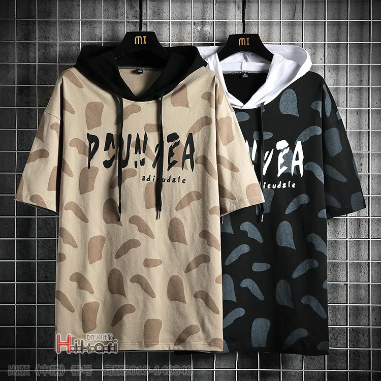 パーカー メンズ 半袖パーカー プルオーバーパーカー 重ね着風 Tシャツ カジュアル フード付き 薄手 夏服 Ota V Luck 通販 Yahoo ショッピング