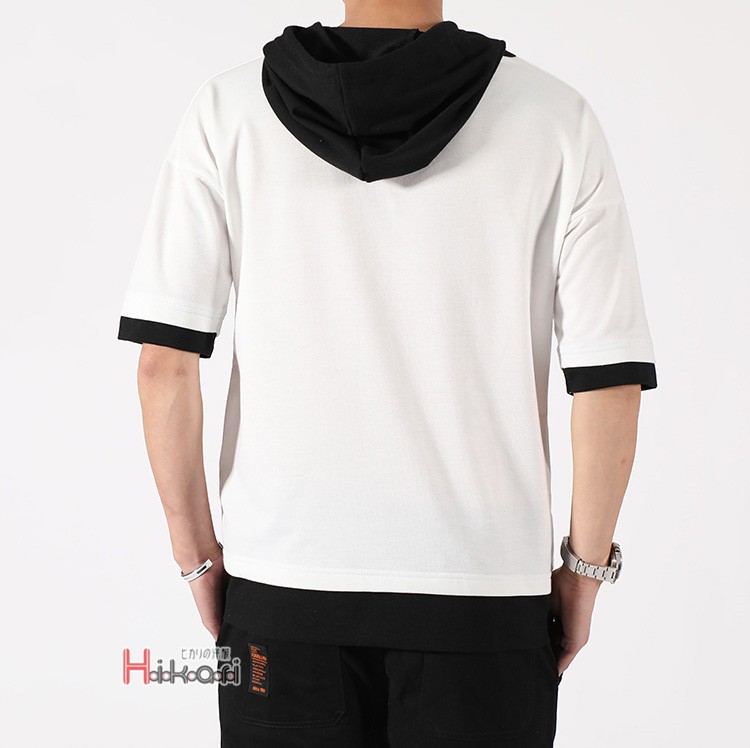 パーカー メンズ 半袖パーカー おしゃれ 夏用 薄手 夏パーカー フード付き スポーツ 大きいサイズ 肩落ち 黒 白 国際ブランド
